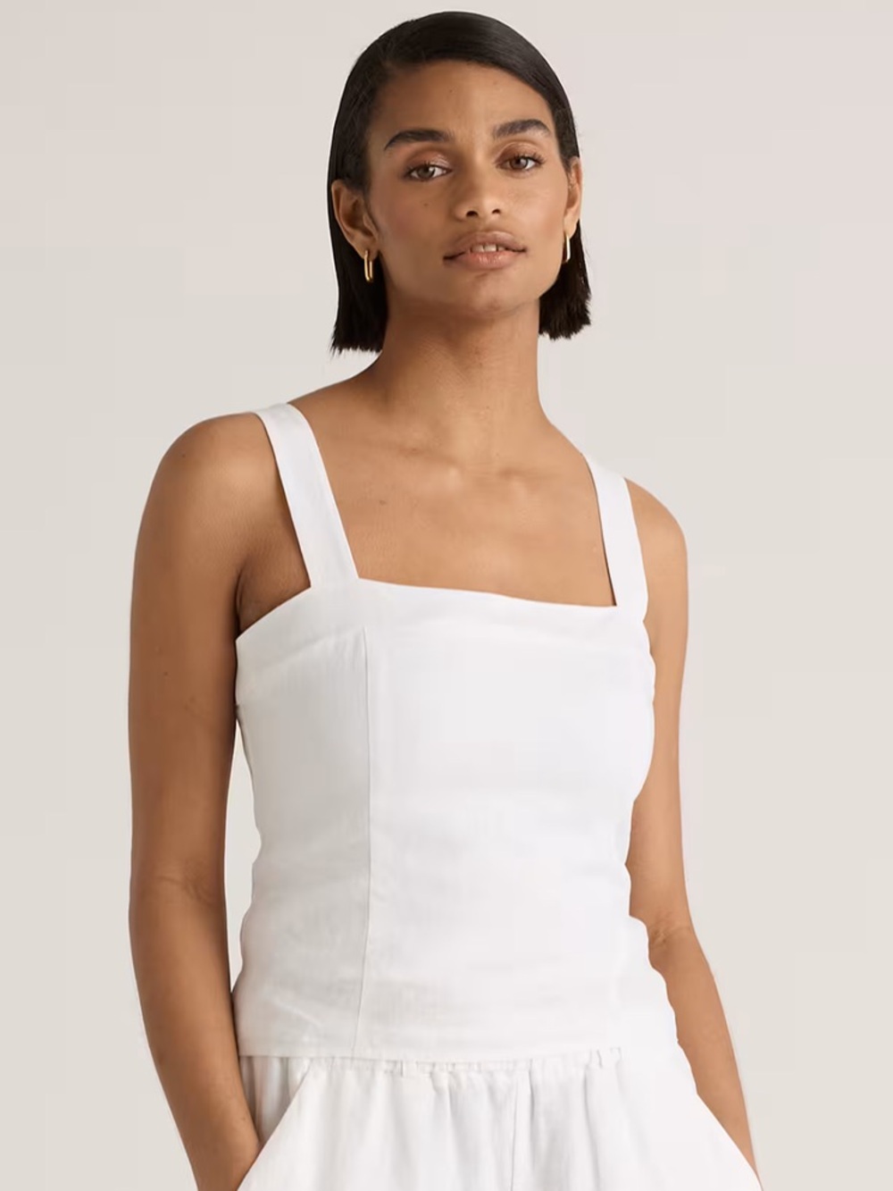 Quince 100% European Linen Fitted Tank, S